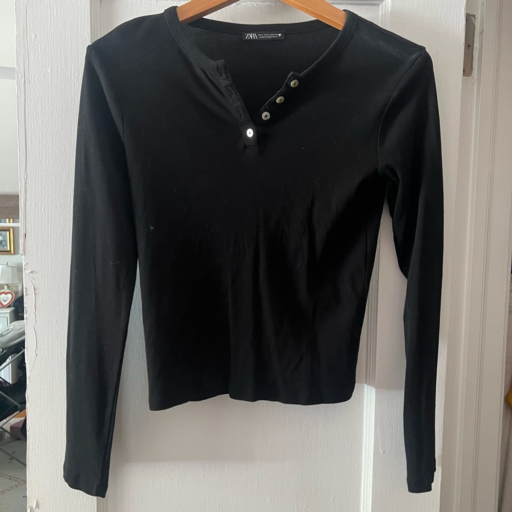 Zara Black Long Sleeve Top